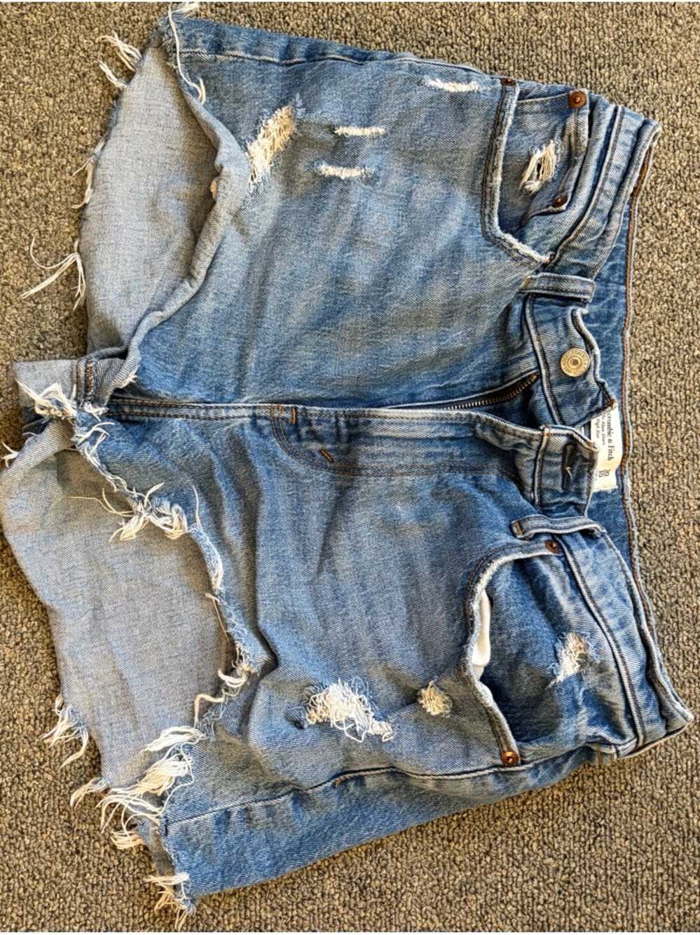 Abercrombie & Fitch Light Blue Curve Love Mom Jean High-Rise Denim Shorts
